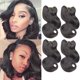 thumbnail image 1 of 4 paquetes de extensiones de cabello virgen brasileño ondulado del cuerpo paquetes de cabello humano de 8.0 in corto virgen brasileño teje 1.76 oz/pieza extensiones de cabello humano color natural (8', 1 of 5