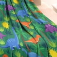 thumbnail image 3 of Green Cartoon Dinosaurs Palm Trees Sun Pattern Blanket,Comfortable Soft Lamb Wool Throw Blanket,All Season,Warm Lightweight Blankets for Sofa Bed Couch Living Room Chair,30"x40", 3 of 4