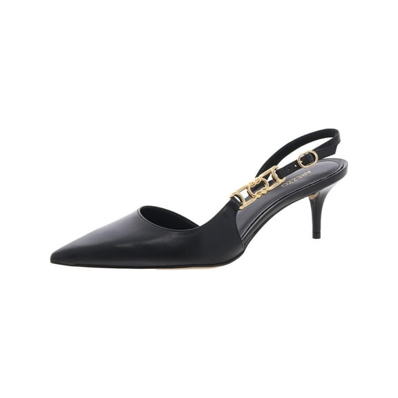 Arezzo Womens Faye Leather Embellished Slingback Heels