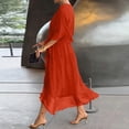 thumbnail image 5 of Women’s V Neck Midi Dress with Kimono Sleeves and Waist Tie Loose Fit Lightweight Flowy Casual Style for Daily Wear Saffron L, 5 of 6