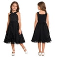 thumbnail image 5 of vastwit Girls Sparkly Rhinestone V-Neck Sleeveless Chiffon Pleated Dress for Wedding Banquet Prom Party Black 16, 5 of 6