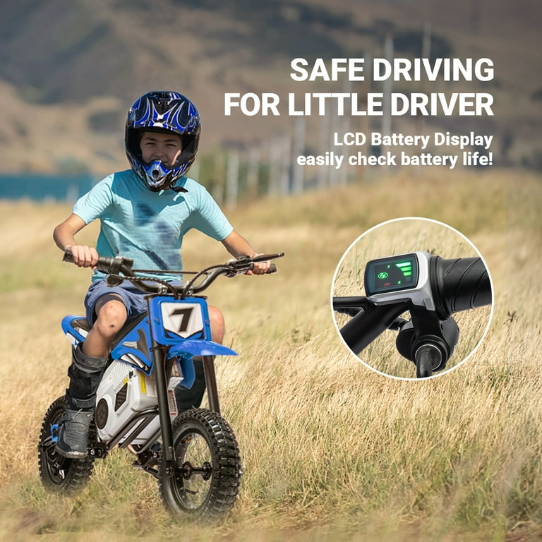 Track 7 BIG KIDS 24V Electric Dirt Bike, 350W Motorcycle, Up
