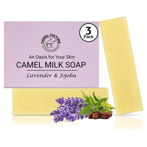 Camel Culture Jojoba and Lavender Bar Soap (3 Pack) - Handcrafted, Moisturizing Camel Milk Soap - Nourishing, Nutrient and Vitamin Rich Men's Body Wash - Women's Scented Soaps for All Skin Types