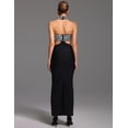 thumbnail image 3 of Vestido BELLA BARNETT Opulent Halter adornado con escote negro, 3 of 5