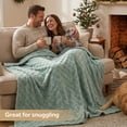 thumbnail image 4 of EMONIA Soft Throws for Sofa, Cozy Checkered Blanket Gifts for Women Men, Warm Fleece Throw Blanket for Couch Bed, Home Decor Blankets and Throws, Sage Green, 50x60 Inches, 4 of 13