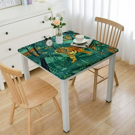 

YANMS Tiger Jungle Silk Screen Square Tablecloth for Picnic Dining Kitchen Farmhouse - 100% Polyester Fiber 40*40
