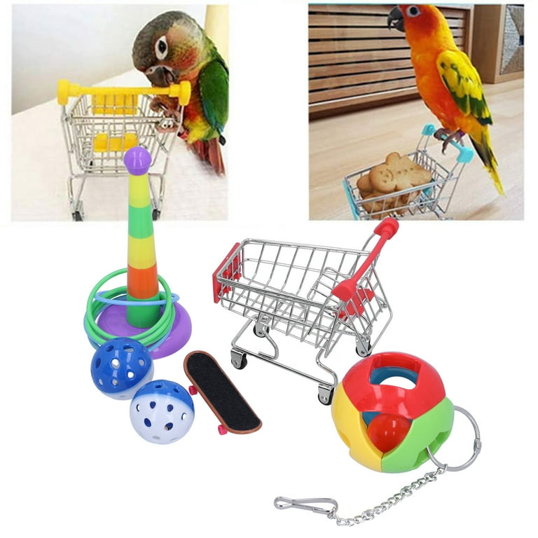 Mini Parrot Puzzle Toys Set 7 Piece Bird Training Kit with Cart Rings Skateboard Bell and Ball for Intelligent Birds Mental Stimulation and Fun Walmart