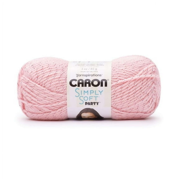 Caron Simply Soft Party Yarn-Soft Pink Sparkle