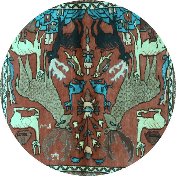 Ahgly Company Indoor Round Animal Light Blue Traditional Area Rugs, 3' Round