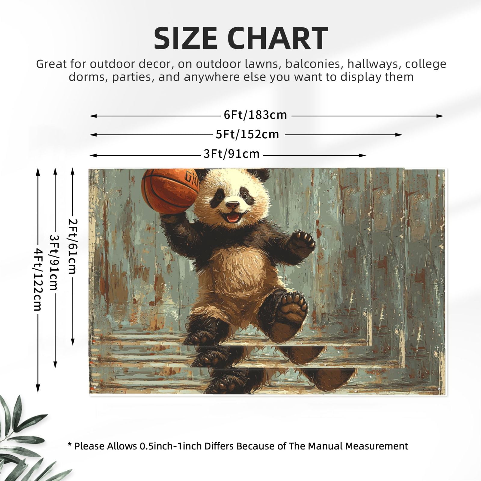Panda Playing Basketball Funny Four Hole Decorated Banner Flag for Garden Yard Home Decoration Indoor Outdoor 4x6 Ft