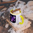 thumbnail image 5 of 3dRose, Purple Flowers, 15oz Two-Tone Yellow Mug, 5 of 7