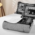 thumbnail image 4 of Manfei Retro Bear Bed Spread Queen, Western Farmhouse Queen Coverlet Set, Gray Black, Black Reversible, 3-Piece, 1 Quilt and 2 Pillowcases, 4 of 7