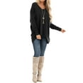 thumbnail image 3 of Women Long SLeeve V Neck Irregular Hem Tunic Top, 3 of 5