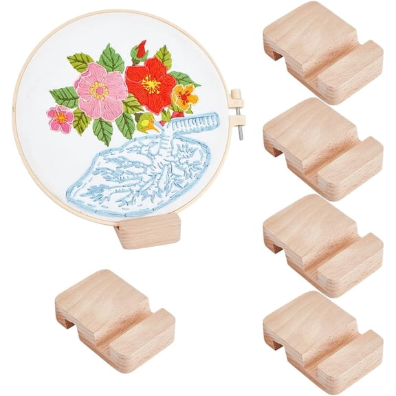 6Pcs Wood Embroidery Hoop Easels Embroidery Circle Display Stands BurlyWood 80x53x20mm