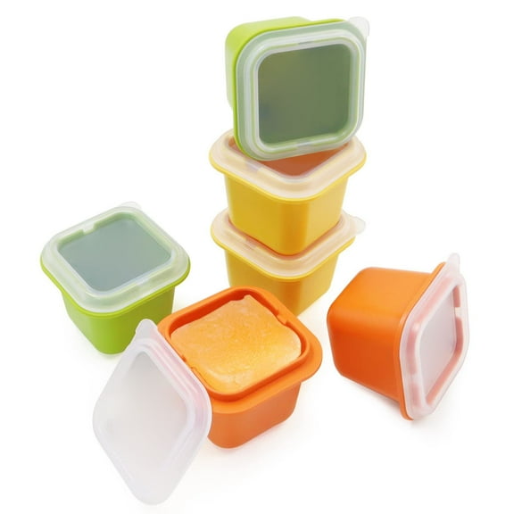 BinKFF Large Square Ice Cube Trays 6 Pack, Assorted Individual Ice Cube Trays with Removable Lid, Stackable Ice Tray Trays, Easy Release Ice Trays, Silicone Easy-Release