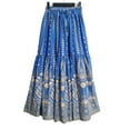 thumbnail image 2 of SWSMCLT Women's Pleated Skirt Gypsy Aline High Waisted Elastic Rayon Fashion Beach Stretch Elastic Waist Blue 4-6, 2 of 5