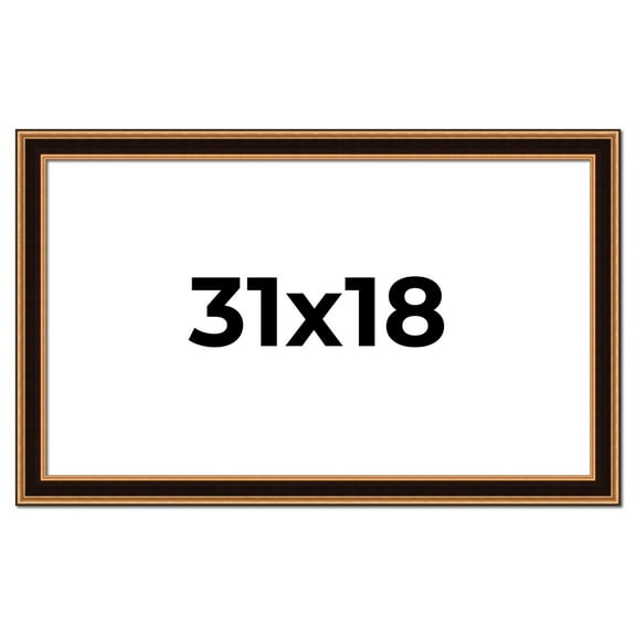 31x18 Frame Gold Brown Plein Air Vintage Solid Wood Picture Frame | 1.75 Inches Moulding Width |