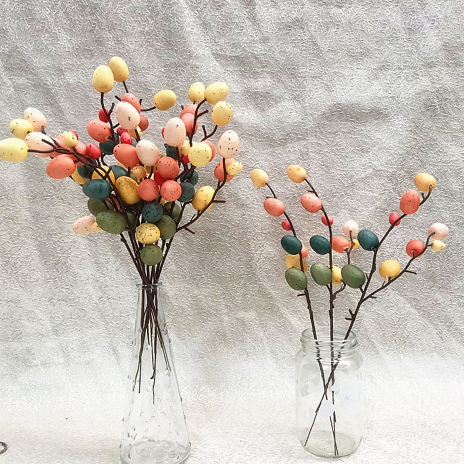 Easter Egg Picks 8 Pack Artificial Egg Stems Colorful Easter Egg Decorations for Home Decor Centerpiece Flower Arrangement-13in
