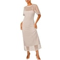 thumbnail image 3 of Horkkom Maxi Dresses for Women Crewneck Short Sleeve Hollow Out Summer Dresses Casual Solid Color Long Dresses XL, 3 of 10