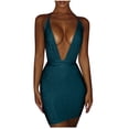 thumbnail image 2 of Wycnly Formal Dresses for Women Party Club Sexy Low-cut Backless Bodycon Strap Mini Dresses Sleeveless V-Neck Solid 2024 Summer Short Dress Green l, 2 of 5