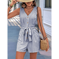 thumbnail image 4 of Mono Corto para Mujer, Informal, con Bolsillos en V, Cuello , Sin Mangas, Azul Marino, Talla M, 4 of 10