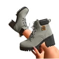 thumbnail image 6 of Miluxas Women's Combat Ankle Boots Waterproof Fashion Casual Lace up Mid Heel Fall Boots Ladies Anti-Slip Lightweight Outdoor Work Booties Gray 7(39), 6 of 9