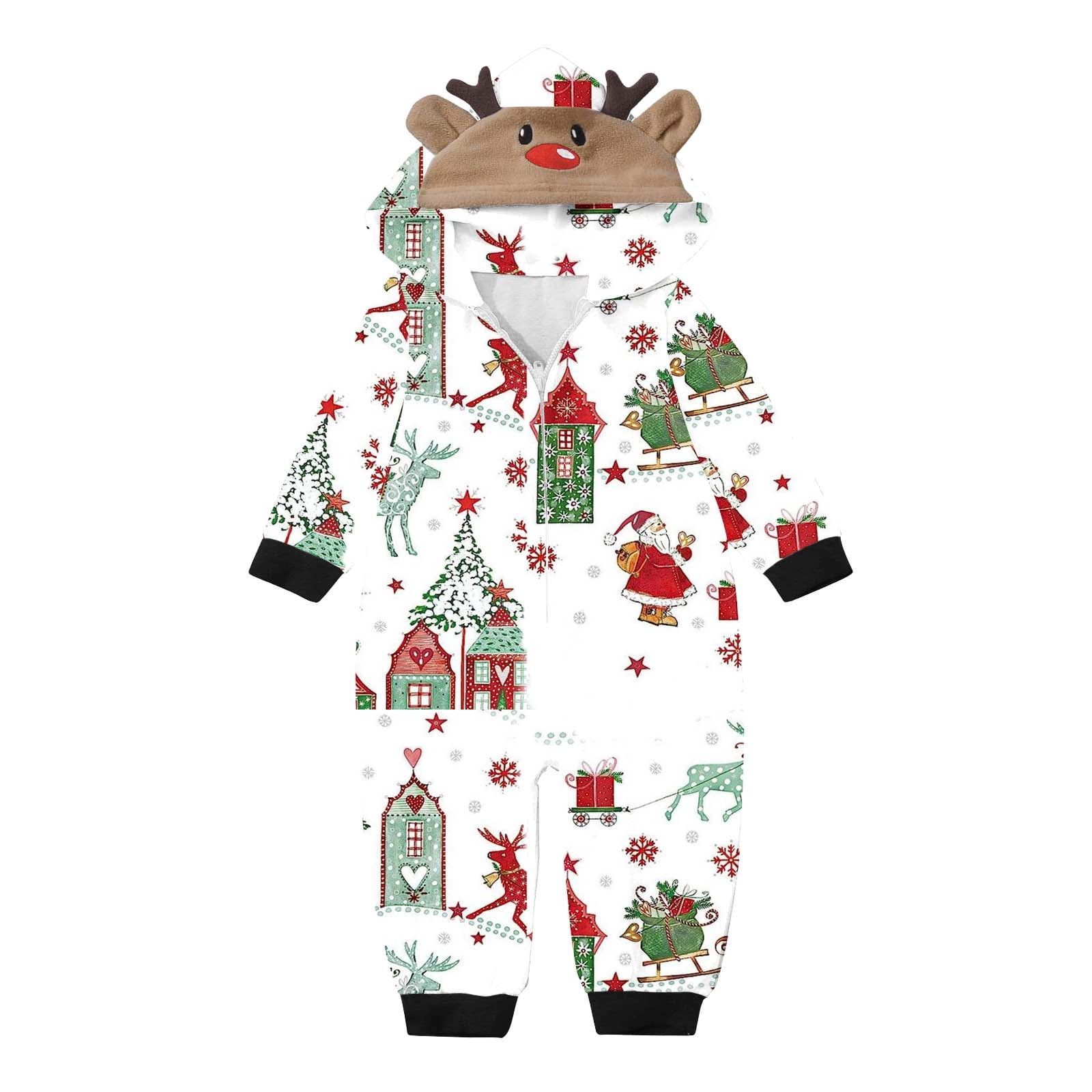XZNGL Baby Pajamas 6 9 Months Baby Pajamas 3 6 Months Fashionable Christmas Print Family European and American Pajamas Parent Child Suit Baby 0 3