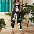 thumbnail image 6 of WTOBBY Women's Retro Casual Jumpsuit featuring Halloween Print, Loose Fit with Suspenders in Cotton and Linen, Perfect for Comfortable Outfits Year-Round,BlackL, 6 of 6