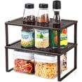 thumbnail image 1 of SONGMICS Spice Racks, Set of 2 Metal Cabinet Shelf Organizers, Countertop Organizers, Shelf Risers, Stackable, Expandable, Brown, 1 of 7
