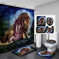 thumbnail image 1 of 4 Pcs Shower Curtain Set with Non-Slip Rug,Toilet Lid Cover And Bath Mat,Colorful Floral Waterproof Fabric Bath Shower Curtain For Bathroomwith 12 Hooks, 1 of 11