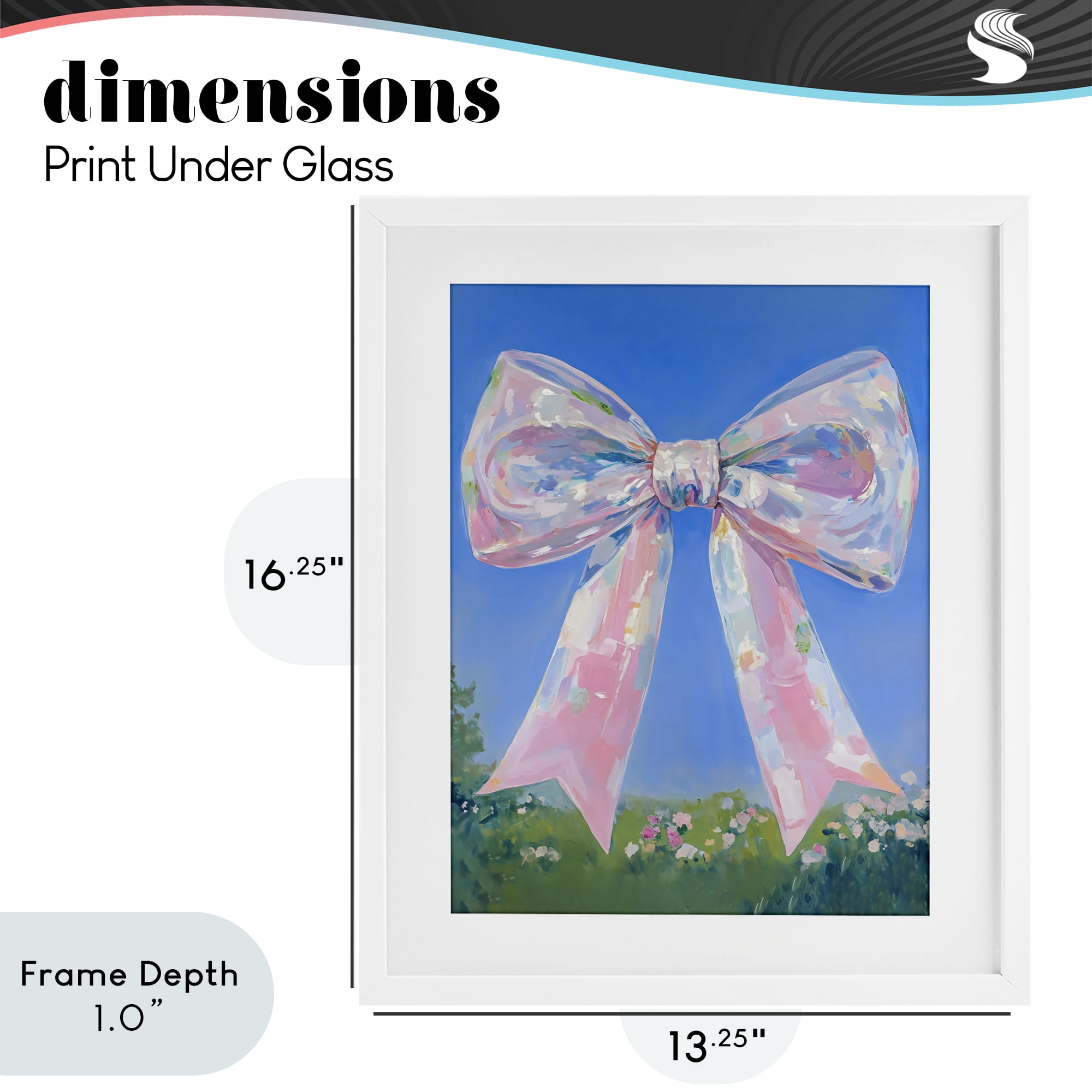 Stupell Industries Iridescent Pink Bow in Meadow White Framed Print Under Glass, design by The Prints Vibe