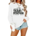 thumbnail image 3 of Fimkaul Women's Sweatshirt Hoodies Winter Fall Long Sleeve Casual Tops Fashion Letter Could Be A Train Station Kind Day Print Crew Neck Pullover Sweatshirts White M, 3 of 4
