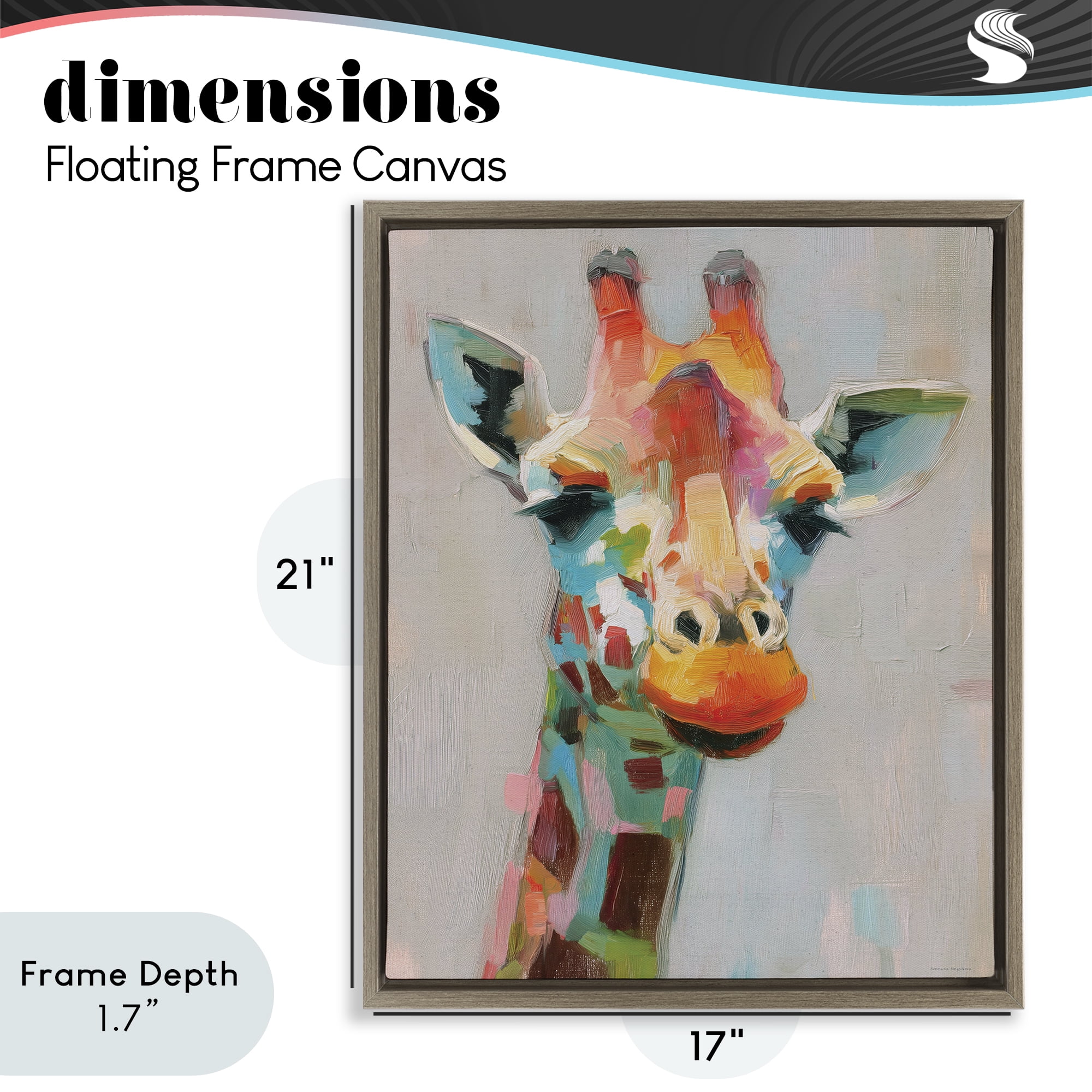 Stupell Industries Painterly Rainbow Giraffe Brown Framed Floater Canvas Wall Art, design by Svetlana Aleynikova