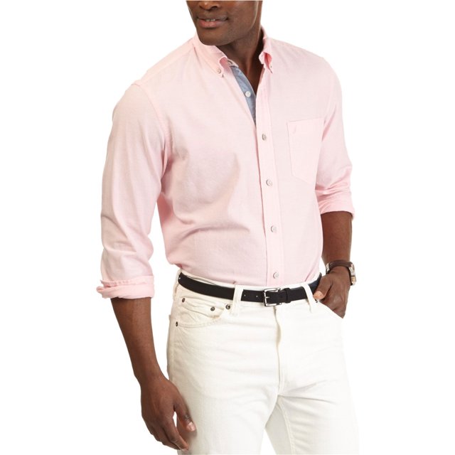 Nautica Camisa con botones Oxford para hombre, rosa, grande