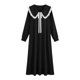 thumbnail image 2 of TaTaai 3/4 Sleeve Doll Collar Skirt, Women's Solid Color Bow Pleated Nightgown, Below Calf Length, Ideal for Home Daily Casual Outfits Gift, 2 of 6
