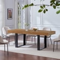 thumbnail image 3 of Joaxswe Farmhouse Rustic Extendable Dining Table, 63"-79" Rectangular Wooden Kitchen Table for 6-8, Brown, 3 of 8