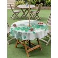 thumbnail image 4 of Outdoor Tablecloth with Umbrella Hole for Patio/Picnic/Party/Camping, Turquoise Floral Waterproof Table Cloth Round Cover Washable, Modern Abstract Art Flowers Aesthetic (Dia 54"), 4 of 9