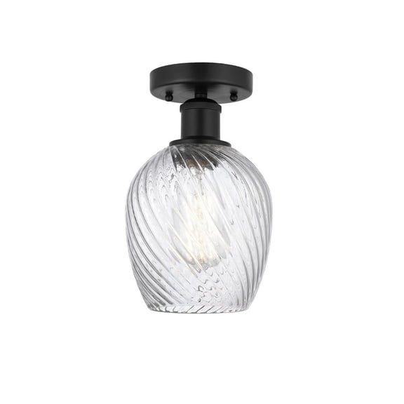 616-1F-BK-G292 Innovations Lighting Salina - 1 Light Semi-Flush Mount In Industrial Style-9.75 Inches Tall and 5 Inches Wide-Matte Black Finish-Clear