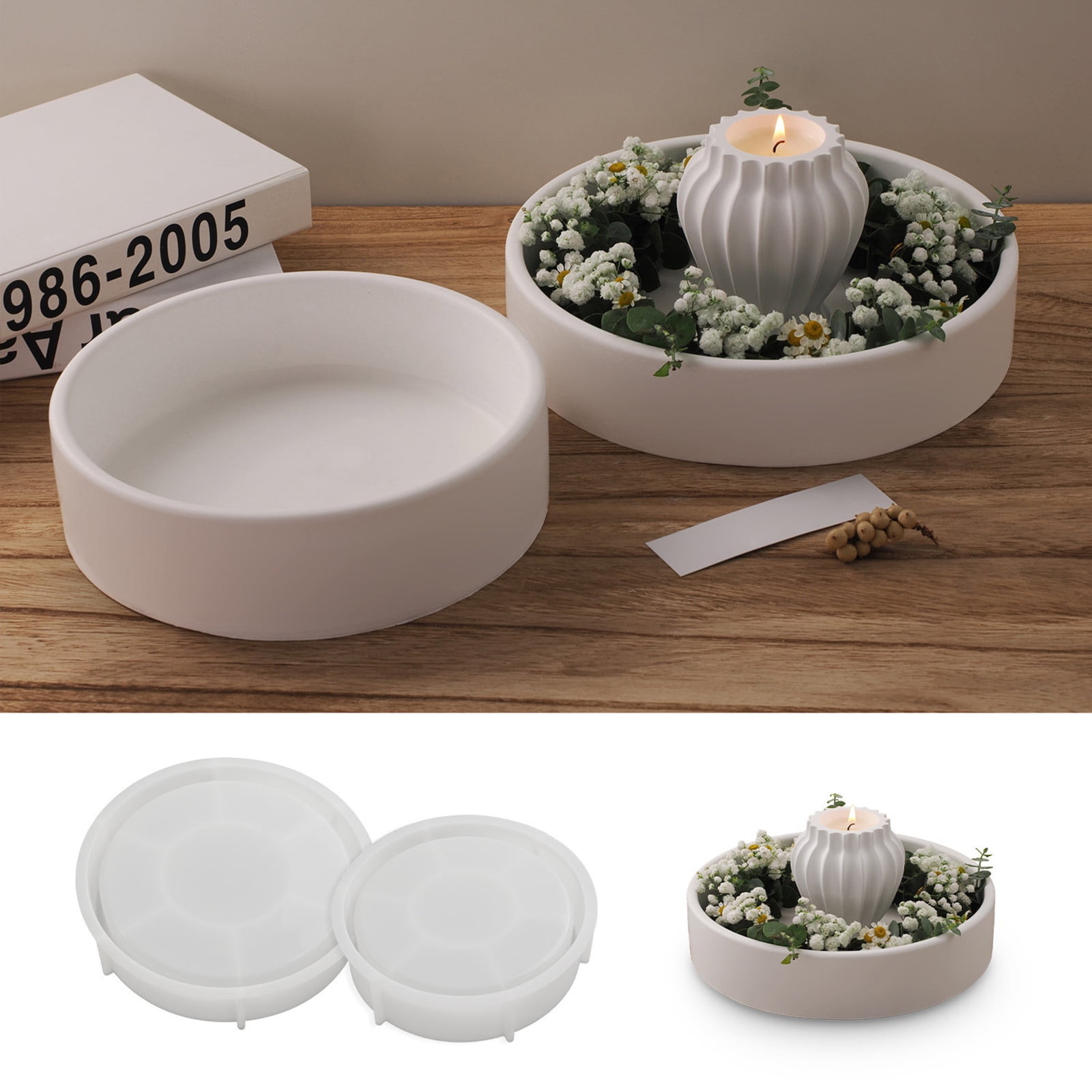 COMEET Storage Bowl Molds,Round Storage Bowl Silicone Molds Candle Tray Molds Plaster Molds Epoxy Resin Molds Castings Molds Flower Pots Molds