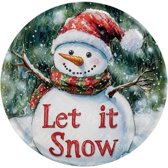 Round Metal Sign Welcome Christmas Metal Tin Sign Retro Vintage for Wreath Winter Home Yard Garden Bar Cafe Decor 8 Inch