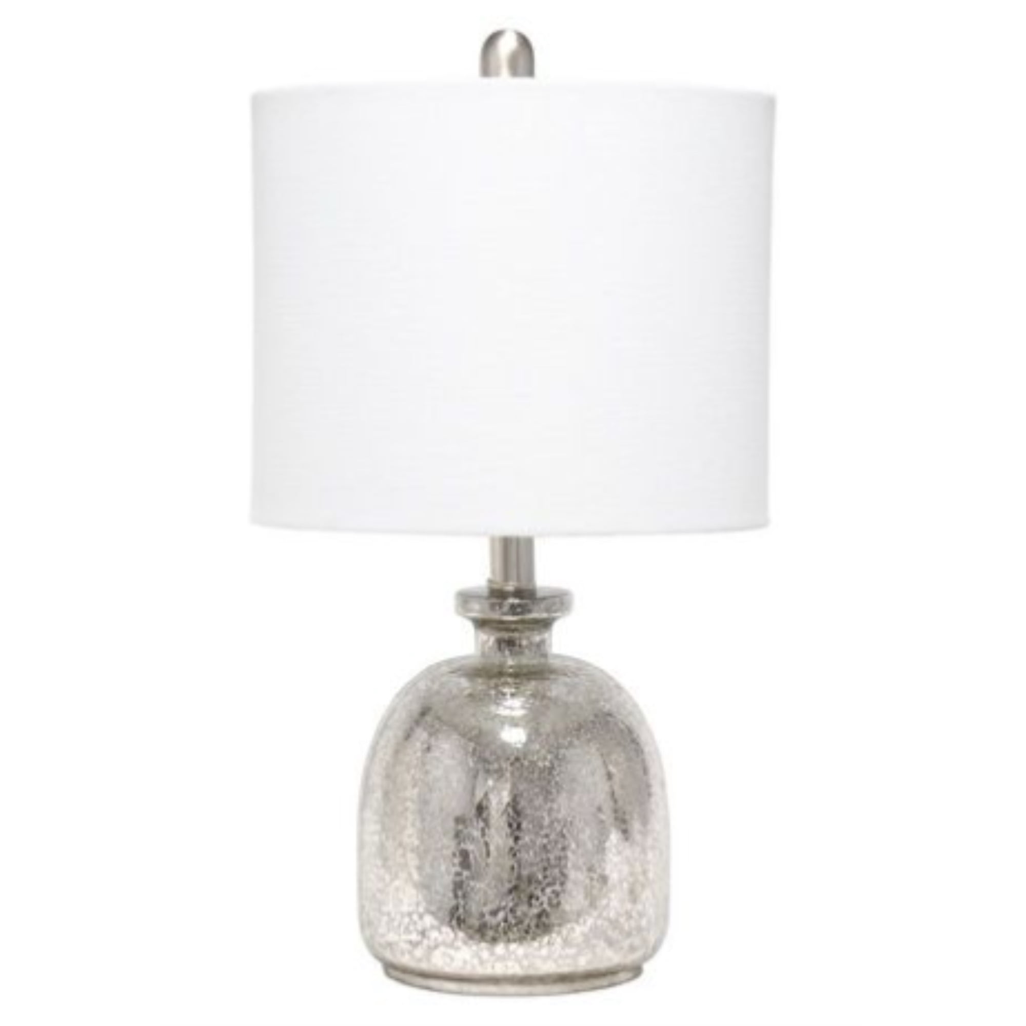 Lalia Home Mercury Hammered Glass Jar Table Lamp with White Linen Shade