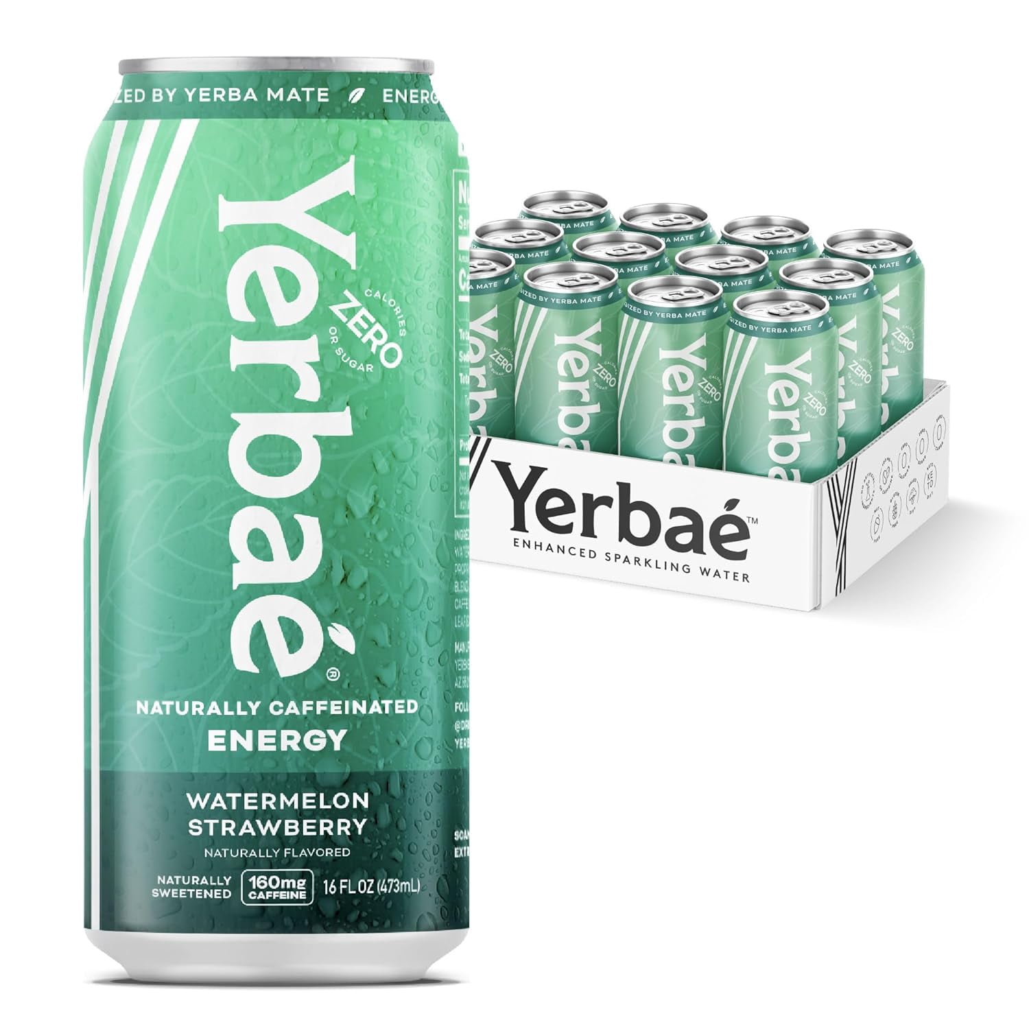 (Pack Of 12) Yerbae Water Sparkling Watermelon Strawberry 16 Oz