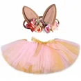 thumbnail image 3 of Disfraz de conejo de Pascua con tutú para niñas pequeñas, ropa de vestir para niñas pequeñas, falda de tul mullida de color rosa y dorado, 3 of 5