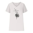 thumbnail image 6 of Plus Size Tops for Women Sunflower Print V-neck Cotton And Hemp Casual Short Sleeved T-shirt, 6 of 6