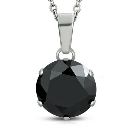 Red Outdoor Pendant - Stainless Steel Silver-Tone Multicolor CZ Solitaire Statement Pendant Necklace, 18
