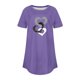 thumbnail image 3 of Camisetas de Manga Corta para las Mujeres Cuello Redondo Casual 3/4 Camiseta de Manga, Ligera Imitación de Algodón Cuatro Estaciones Top para el Hogar Y el Uso Diario, 3 of 3