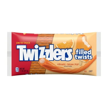 TWIZZLERS Filled Twists Orange Cream Pop Flavored Licorice Style, Chewy Candy Bag, 11 oz