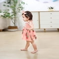 thumbnail image 5 of ZEHJUHAN Baby Girl's Birthday Sleeveless Printed Mesh Tutu Romper with Bow Headband, Letter & Ruffle Detail Pink，9-12M, 5 of 6