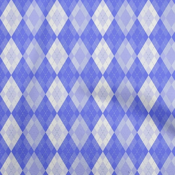 oneOone Cotton Cambric Blue Fabric Argyle Sewing Fabric By The Yard Printed Diy Clothing Sewing Supplies 42 Inch Wide