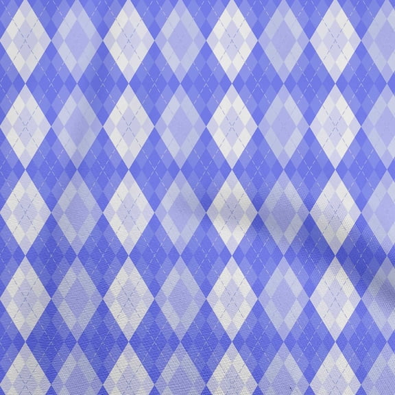 oneOone Rayon Blue Fabric Argyle Dress Material Fabric Print Fabric By The Yard 56 Inch Wide